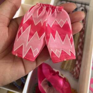 BARBIE KEN SHORTS PINK ZIGZAG BOARD ELASTIC STYLE FASHION CUTE DOLL CLOTHES